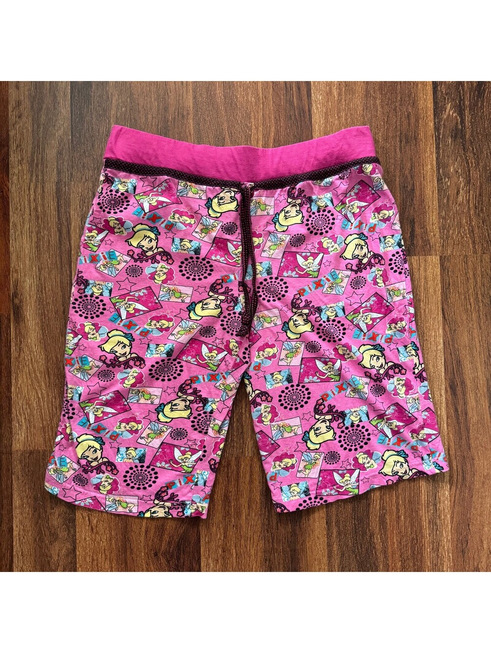 Vintage Y2K Disney Tinker Bell Pixie Graphic Pajama Shorts Size L